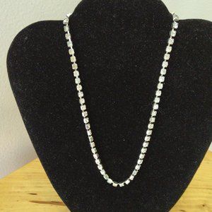 Crystal  Necklace Silver Vintage secure clasp 16"